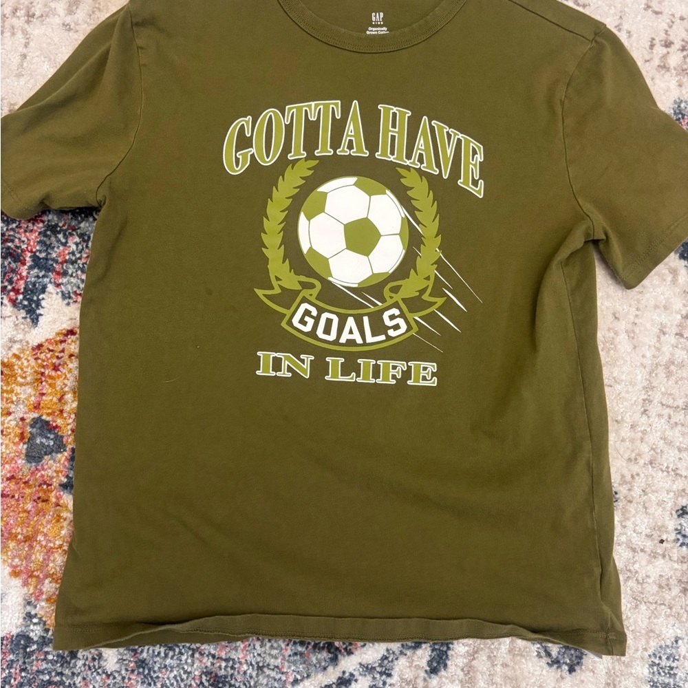 Olive Green Graphic Tee - Soccer Theme